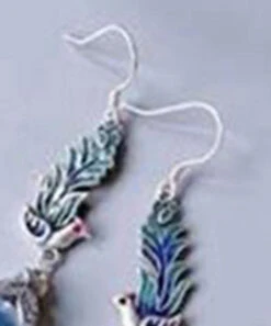 Women Blue Sterling Silver Cloisonne Enamel Phoenix Drop Earrings LY2312 -Ada Fashion Women Blue Sterling Silver Cloisonne Enamel Phoenix Drop Earrings4