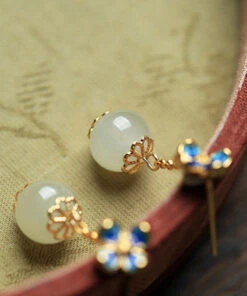 Women Cyan Sterlin Silver Jade Enamel Drop Earrings LY2291 -Ada Fashion Women Cyan Sterlin Silver Jade Enamel Drop Earrings5