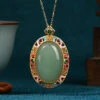 Women Gold Copper Overgild Jade Enamel Auspicious Clouds Pendant Necklace KX1058 -Ada Fashion Women Gold Copper Overgild Jade Enamel Auspicious Clouds Pendant Necklace1