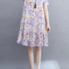 Women Light Purple Patchwork Print Mid Dresses Short Sleeveomen Light Purple Patchwork Print Mid Dresses Short Sleeve VB1015 -Ada Fashion Women Light Purple Patchwork Print Mid Dresses Short Sleeveomen Light Purple Patchwork Print Mid Dresses Short Sleeve1