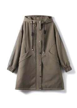 Women Maroon Zippered Patchwork Drawstring Button Thick Hoodies Down Jackets Winter LY8343 -Ada Fashion Women Maroon Zippered Patchwork Drawstring Button Thick Hoodies Down Jackets Winter Ada Fashion 149259393