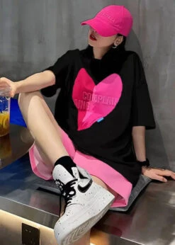 Women Pink O Neck Print Patchwork Tops And Shorts Cotton Two Pieces Set Summer LY9085 9 Women Pink O Neck Print Patchwork Tops And Shorts Cotton Two Pieces Set Summer LY9085 -Ada Fashion Women Pink O Neck Print Patchwork Tops And Shorts Cotton Two Pieces Set Summer Ada Fashion 153058596