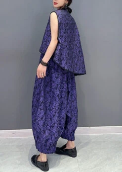Women Purple Jacquard Vest And Pants Cotton Two Piece Set Summer LY7277 -Ada Fashion Women Purple Jacquard Vest And Pants Cotton Two Piece Set Summer5