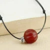 Women Red Agate Pumpkin Shaped Frosted Pendant Necklace ML0241 -Ada Fashion Women Red Agate Pumpkin Shaped Frosted Pendant Necklace Ada Fashion 161796188