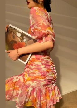 Women Red Wrinkled Print Chiffon Tops And Wraped Skirts Sets Two PiecesSummer LC0503 -Ada Fashion Women Red Wrinkled Print Chiffon Tops And Wraped Skirts Sets Two Pieces Summer4