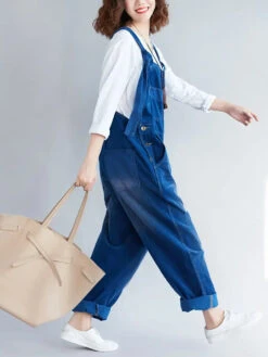 Women Colorblock Denim Jumpsuits -Ada Fashion Women Retro Colorblock Autumn Denim Jumpsuits Ada Fashion 177759214