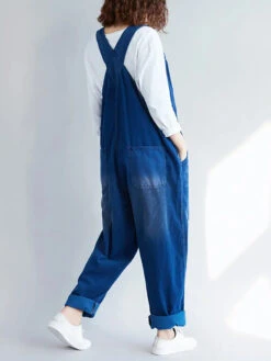 Women Colorblock Denim Jumpsuits -Ada Fashion Women Retro Colorblock Autumn Denim Jumpsuits Ada Fashion 177759349