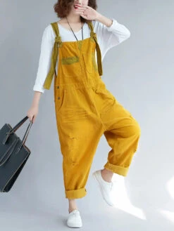 Women Colorblock Denim Jumpsuits -Ada Fashion Women Retro Colorblock Autumn Denim Jumpsuits Ada Fashion 177759851