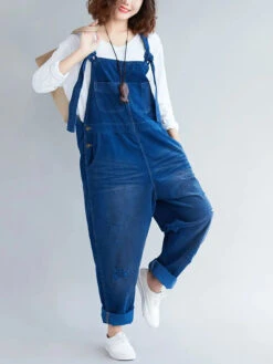 Women Colorblock Denim Jumpsuits -Ada Fashion Women Retro Colorblock Autumn Denim Jumpsuits Ada Fashion 177759973