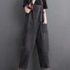 Women Solid Loose Denim Jumpsuits