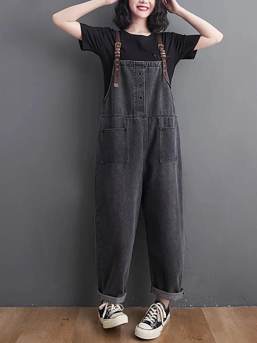Women Solid Loose Denim Jumpsuits 4 Women Solid Loose Denim Jumpsuits - Image 2