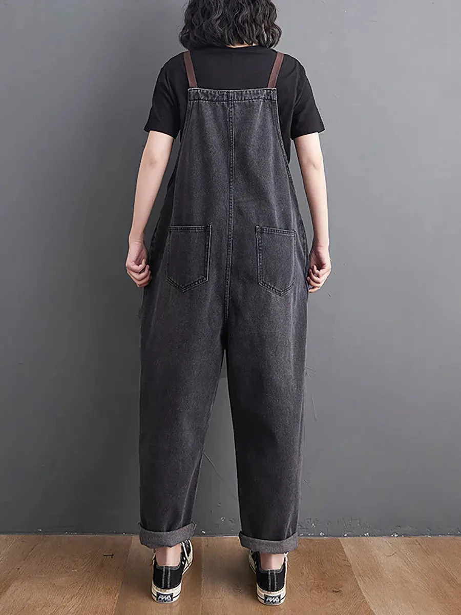 Women Solid Loose Denim Jumpsuits 6 Women Solid Loose Denim Jumpsuits - Image 4