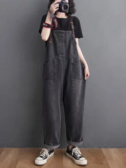 Women Solid Loose Denim Jumpsuits 14 Women Solid Loose Denim Jumpsuits -Ada Fashion Women Retro Spring Solid Loose Denim Jumpsuits Ada Fashion 177984272
