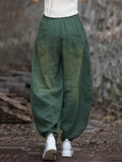 Women Worn Loose Spliced Bloomers -Ada Fashion Women Retro Worn Loose Spliced Pocket Bloomers Ada Fashion 178573895