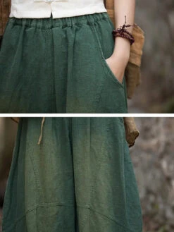 Women Worn Loose Spliced Bloomers -Ada Fashion Women Retro Worn Loose Spliced Pocket Bloomers Ada Fashion 178574452