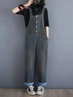 Women Solid Denim Jumpsuits