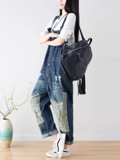 Women Spliced Denim Jumpsuits -Ada Fashion Women Spring Worn Spliced Denim Jumpsuits Ada Fashion 177667042