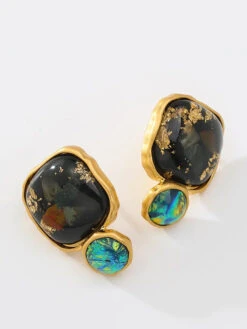 Women Copper Resin Sliver Earrings -Ada Fashion Women Vintage Copper Resin Sliver Earrings Ada Fashion 177797351