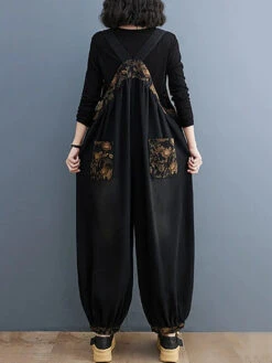 Women Spliced Winter Denim Jumpsuits -Ada Fashion Women Vintage Floral Spliced Winter Denim Jumpsuits Ada Fashion 177767678