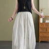 Women White Oversized Draping Cotton Pants Summer LY7310 -Ada Fashion Women White Oversized Draping Cotton Pants Summer4