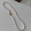Women White Sterling Silver Overgild Pearl Beading Gratuated Bead Necklace GH1021 -Ada Fashion Women White Sterling Silver Overgild Pearl Beading Gratuated Bead Necklace1