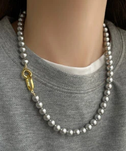 Women White Sterling Silver Overgild Pearl Beading Gratuated Bead Necklace GH1021 10 Women White Sterling Silver Overgild Pearl Beading Gratuated Bead Necklace GH1021 -Ada Fashion Women White Sterling Silver Overgild Pearl Beading Gratuated Bead Necklace4