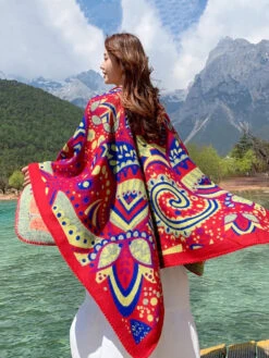 Women Artsy Print Shawl Scarf -Ada Fashion Women Winter Artsy Print Shawl Scarf Ada Fashion 177655482