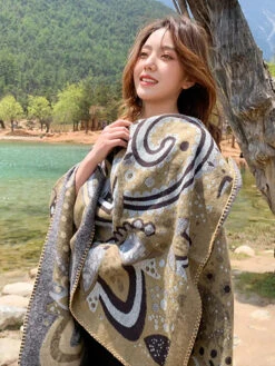 Women Artsy Print Shawl Scarf -Ada Fashion Women Winter Artsy Print Shawl Scarf Ada Fashion 177655611