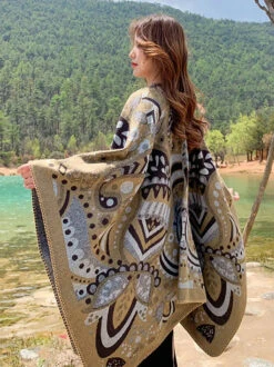 Women Artsy Print Shawl Scarf -Ada Fashion Women Winter Artsy Print Shawl Scarf Ada Fashion 177655735