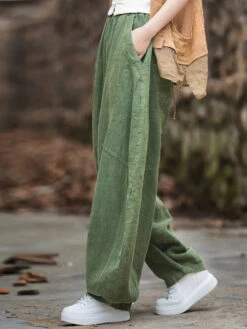 Women Fleece-lined Loose Harem Pants -Ada Fashion Women Winter Ramie Fleece lined Loose Harem Pants Ada Fashion 177749637