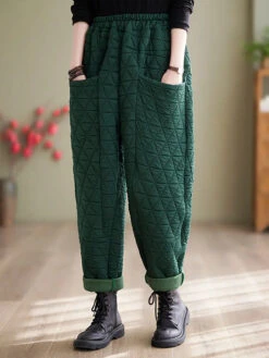 Women Solid Cotton Loosee Padded Harem Pants -Ada Fashion Women Winter Solid Cotton Loosee Padded Harem Pants Ada Fashion 177770280