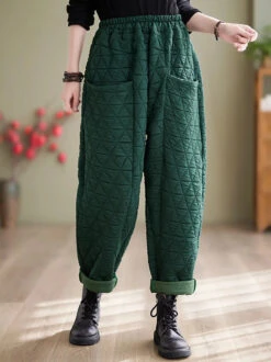 Women Solid Cotton Loosee Padded Harem Pants -Ada Fashion Women Winter Solid Cotton Loosee Padded Harem Pants Ada Fashion 177770627