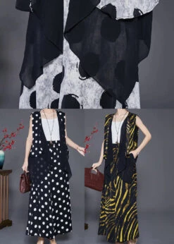 Yellow Striped Cotton Vest And Pants Two-Piece Set Asymmetrical Design Fall ML0320 -Ada Fashion Yellow Striped Cotton Vest And Pants Two Piece Set Asymmetrical Design Fall Ada Fashion 161844633